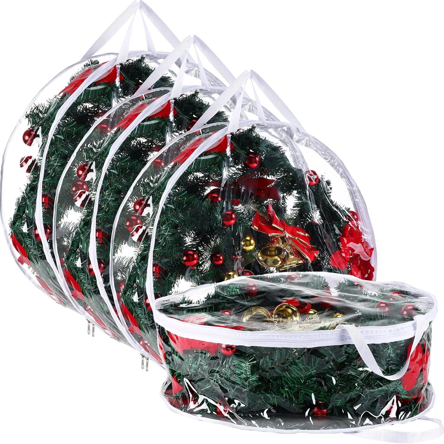 PVC Kerstkrans Opbergtas Waterdichte Garland Pakket Container Handtas Dubbele Rits Decoratieve Garland Protector Bags: L / green