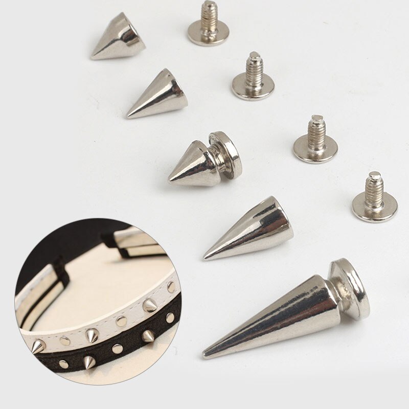 10 Sets Silver Metal Screwback Cone Studs Bullet Spike Stud Punk Bag Belt Schoenen Kleding Leathercraft Cone Rivet Diy