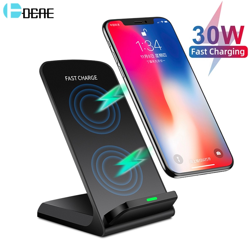 Dcae Quick 30W Qi Draadloze Oplader Dock Station Voor Iphone 12 11 Pro Max Mini Xs Xr X 8 samsung S20 S10 S9 Fast Charging Stand