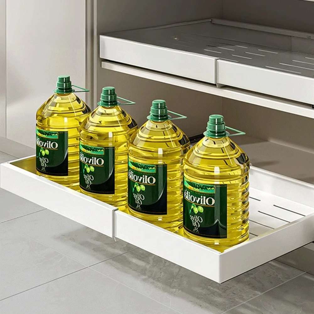 Verstelbare Uittrekbare Kast Opbergrek Schuift Kasten Laden Voor Keukengebruik Niet Ponsen Uittrekbare Glijbaan Opbergrekken