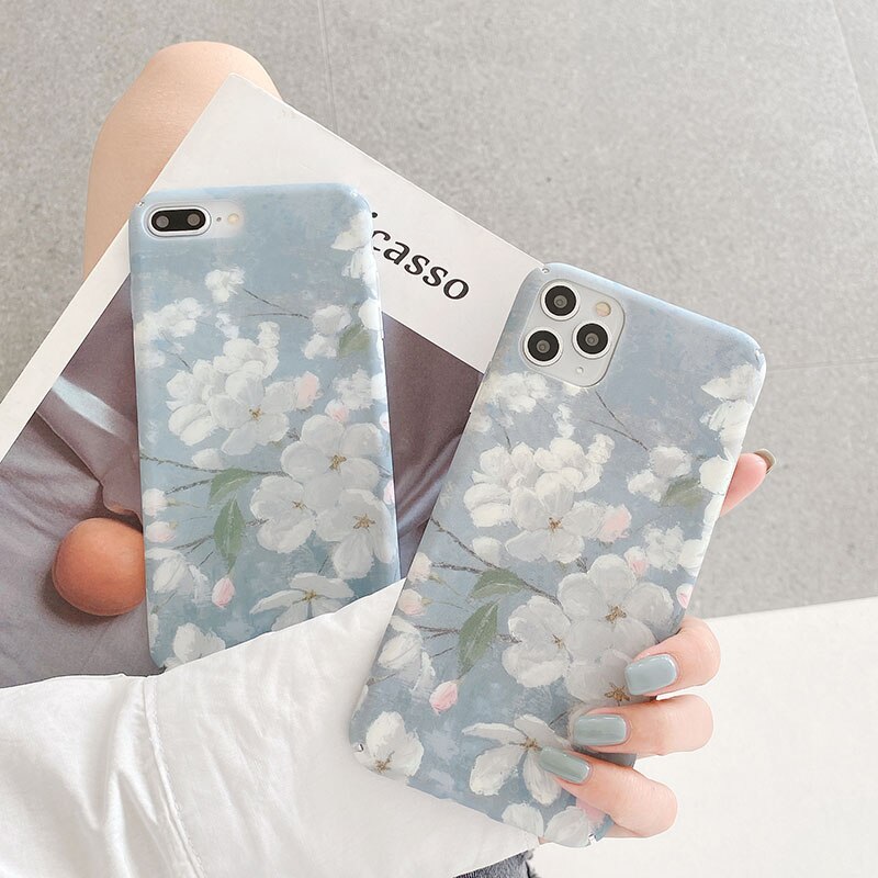 Hårda pc telefonfodral för xiaomi 6 6x 8 lite 9 se vita blommor matt skal för redmi note 7 note 8 pro  k30 k20 pro bakfodral