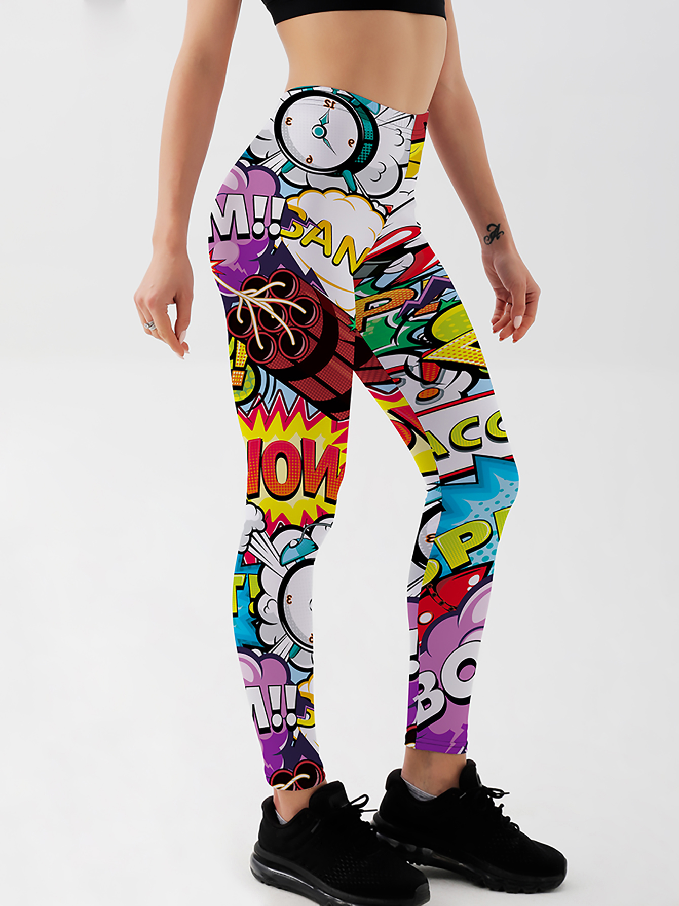 Mallas con estampado 3D, mallas deportivas Push Up para mujer, pantalones deportivos para correr, estilos de juego de cómic de dibujos animados, mallas para chica: XL