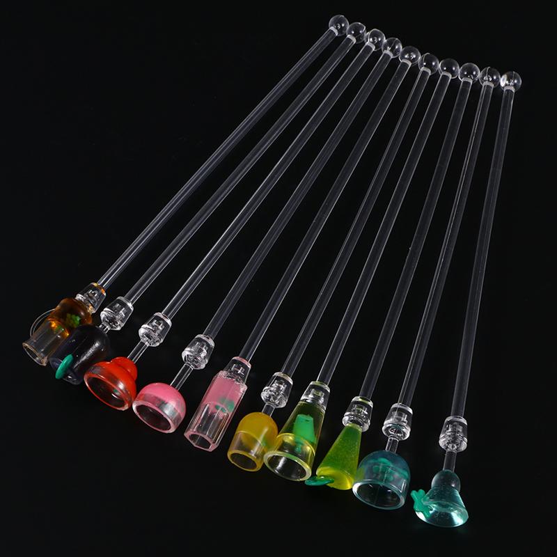 5 st akrylcocktailswizzle sticks mixerstavar bar cocktail muddler drink mixer omrörningsstavar (slumpmässig färg och stil)