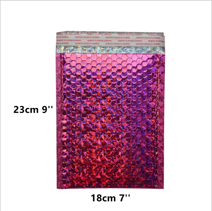 50pcs Rose Gold Poly Bubble Mailer Envelopes Aluminum Foil Padded Envelopes Self Seal Bubble Mailer Bags: laser rose 18x23cm