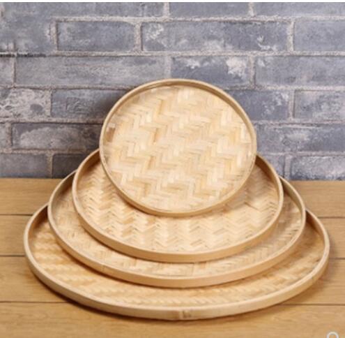 Bamboo woven round dustpan Hand-woven bamboo sieve rice sieve bamboo plaque painting tray