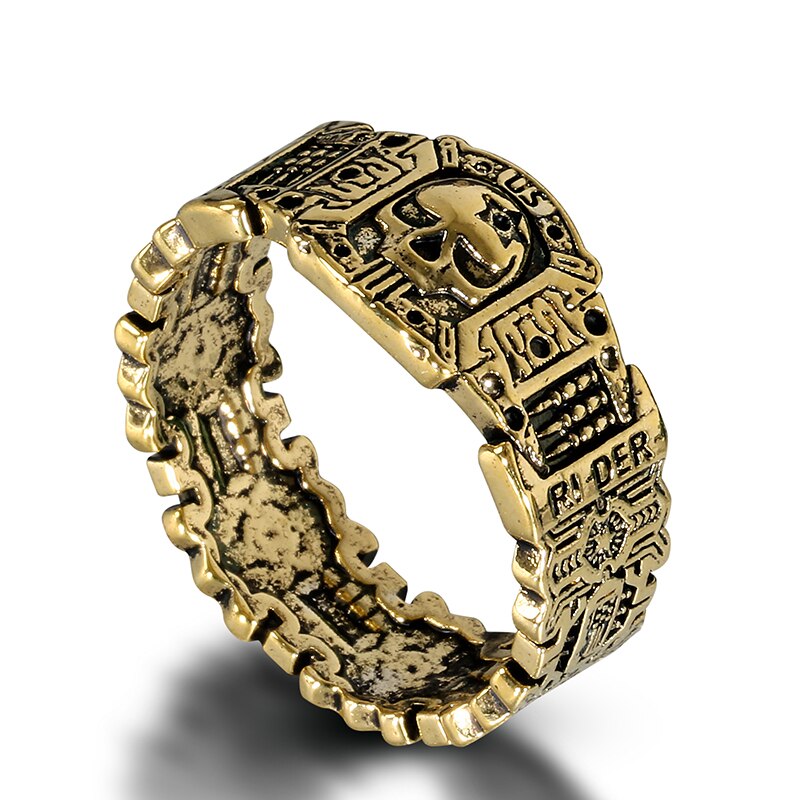 Gouden Kleur Ringen Mannen Geheim Compartiment Asgrauw Kist Souvenir Hip Hop Unisex Sieraden Mannen Viking Punk Skelet Ringen