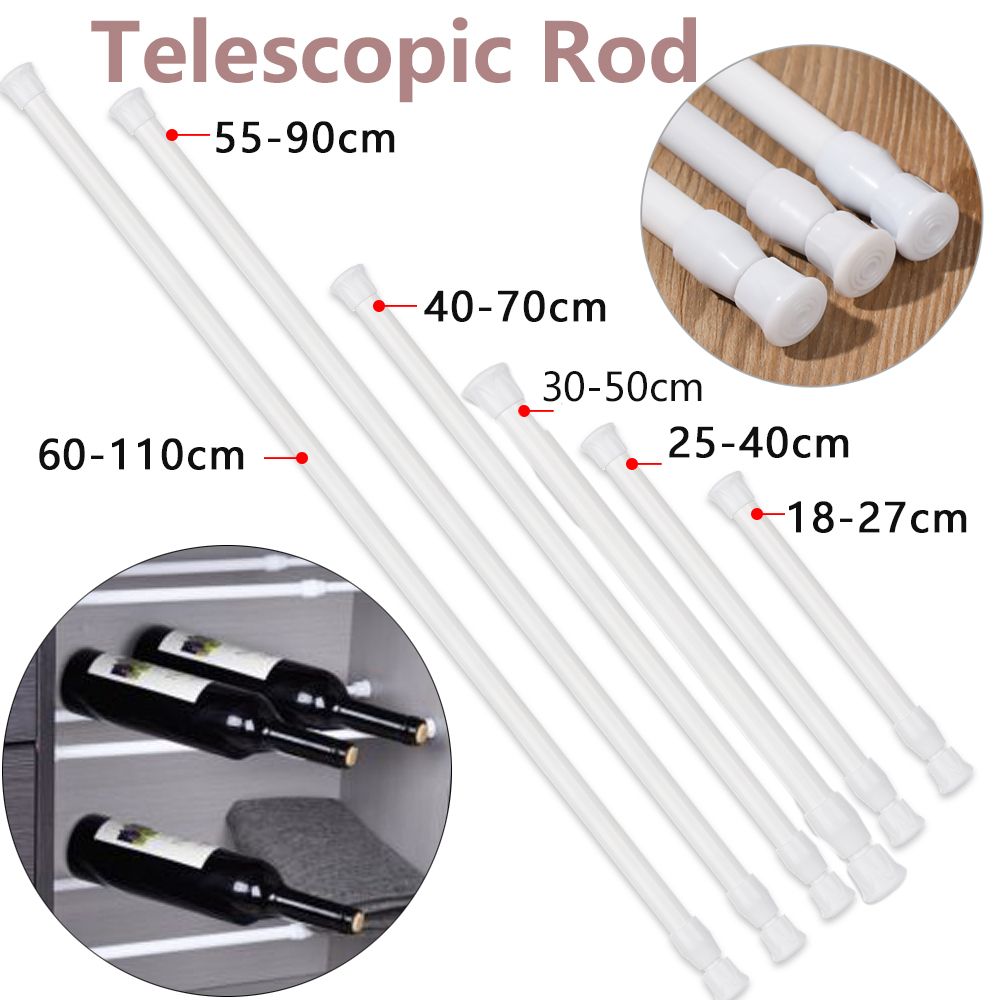 Multi Purpose Spring Loaded Extendable Adjustable Telescopic Net Voile Tension Loaded Hanger Curtain Rail Pole Net Rods