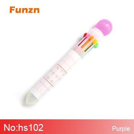 Funzn 0.5 mm 10 colors ballpoint pens for writing Chancellery simple office school supplies ball pen luxury nurses: hs102-purple
