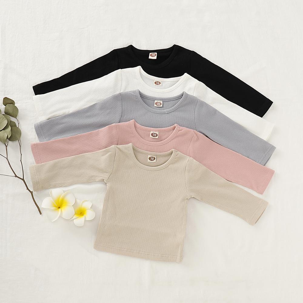 0-18M Toddler Blouse Baby Girl Pure Tees Cotton Soft Long Sleeve Boy T-Shirt Bottoming Girls Blouse Infant Kids Clothes