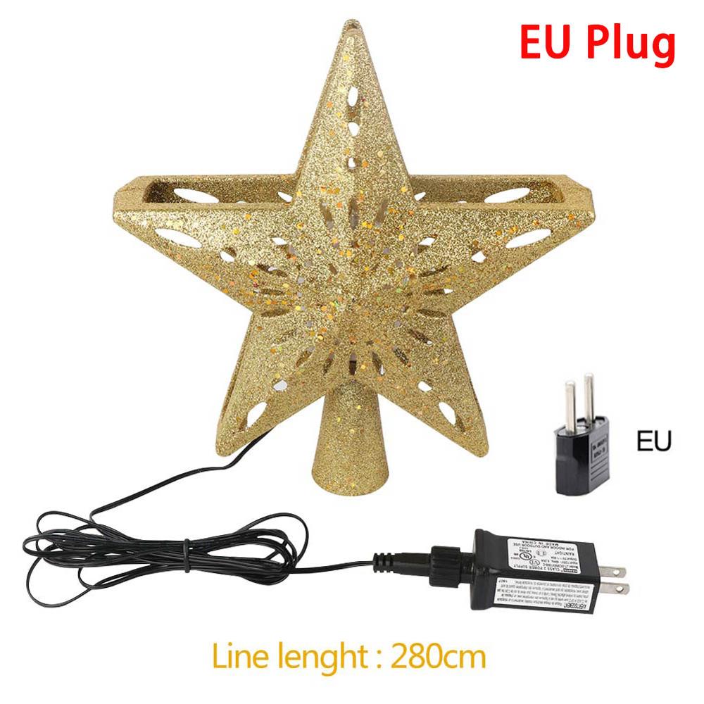 Ourwarm christmas tre topper glitter tent stjerne tre topper med justerbar roterende magisk projektor juledekorasjon: En eu-plugg