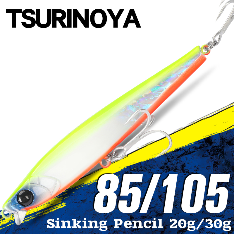 TSURINOYA leurre de pêche coulant 85S 105S crayon à lèvres courtes aérateur 85mm 20g 105mm 30g Max 90m longue coulée appâts durs d'eau salée