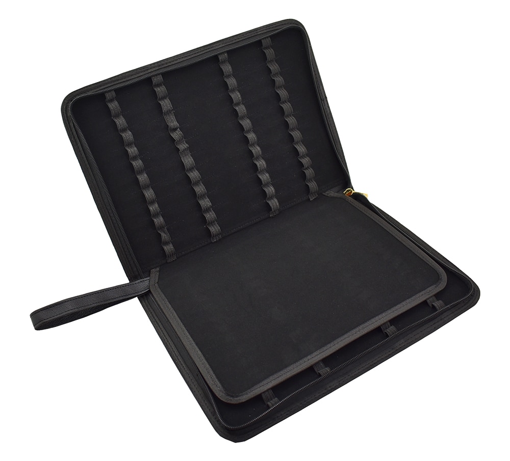 Stylo plume de /stylo à bille roulante étui à crayons disponible pour 48 stylos-porte-stylo en cuir noir/pochette