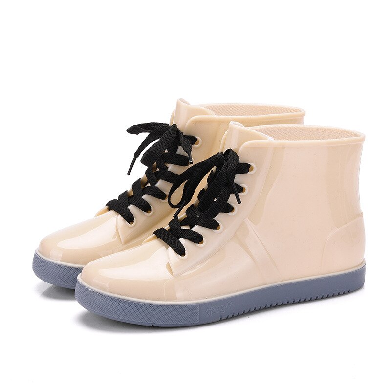 PVC Frauen transparent Regen Stiefel Gummi Spitze hoch Frauen Stiefeletten Wasserdicht lässig Komfort Damen Stiefel Schuhe: khaki