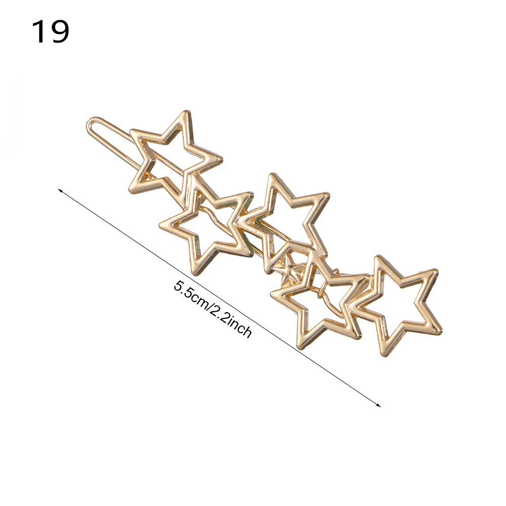 Horquillas de Metal a la para mujer, Clip para el cabello de pentculo Simple, horquilla de aleación geométrica, pasador de círculo de Luna, accesorios para el cabello para niñas
