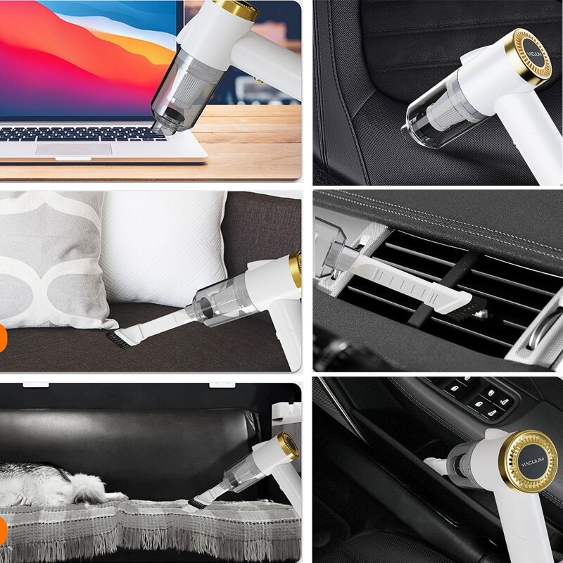 Cleaner Portable Cordless with LED Light Powerful Suction 9000Pa 90° Foldable Vacuum Dust-Buster Drawer Dry Wet Cleaning