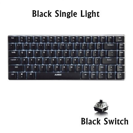 Ajazz AK33 82 clé alliage panneau USB filaire rétro-éclairage mécanique jeu clavier bleu/noir axe avec câble détachable: OPTION 3