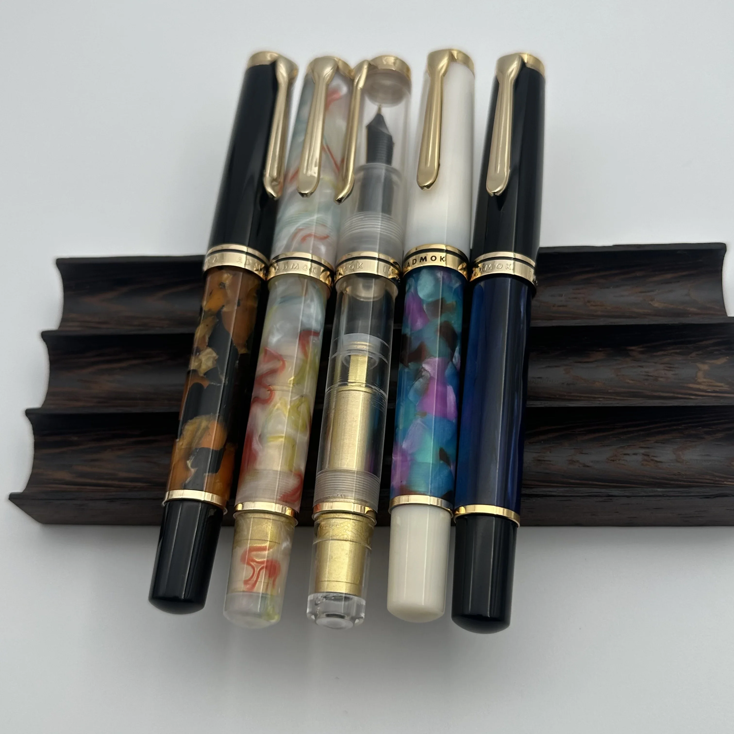 Admok M800 Pen Acrylic Piston Fountain Pen Schmidt Nib F M B 0.5 0.7 1.0MM Nib Golden Clip Writing Office Pen