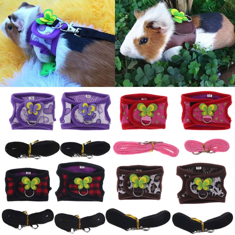 Arnés ajustable para hámster, conjunto de correa para conejillo de indias, Chinchilla, ratones, Hurón, accesorios para animales pequeños,