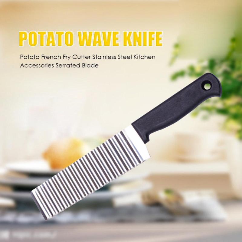 French Fried Potato Knife Stainless Steel Kitchen Accessories Sawtooth Blade Easy Slicing Banana Fruit Potato Wave Knife Chopper