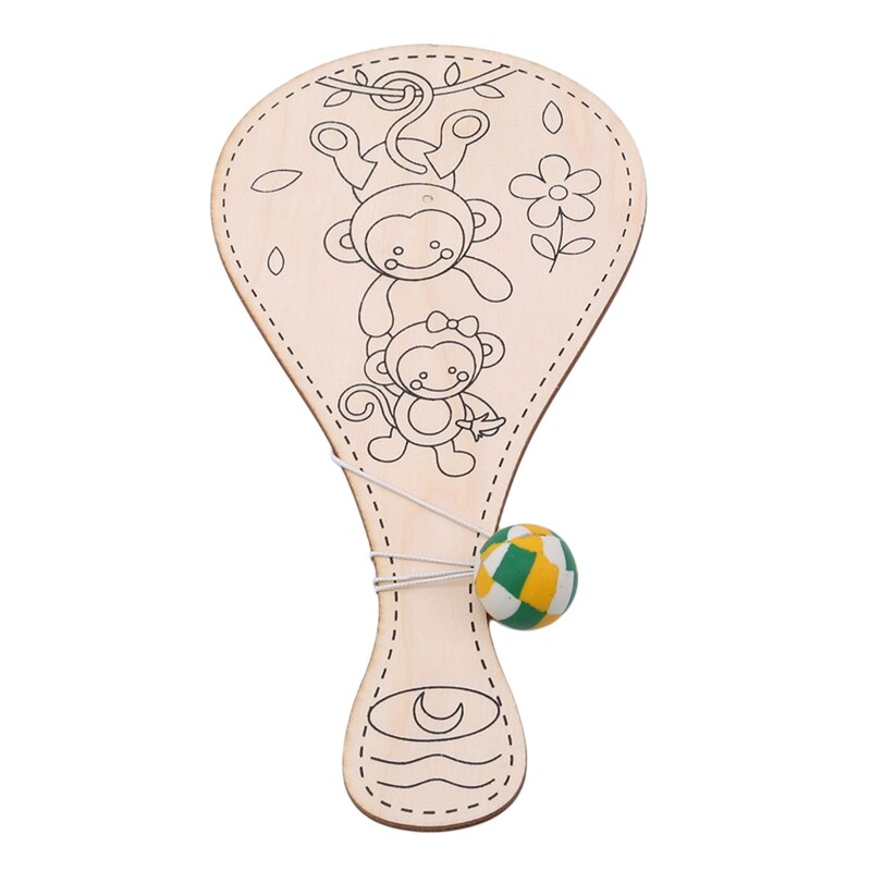 1Pc Funny Toys Musical Instrument for Kids Colorful Wooden Early Learning Educational Musical Instrument Lovely Baby Hand Bells: Monkey fishing moon