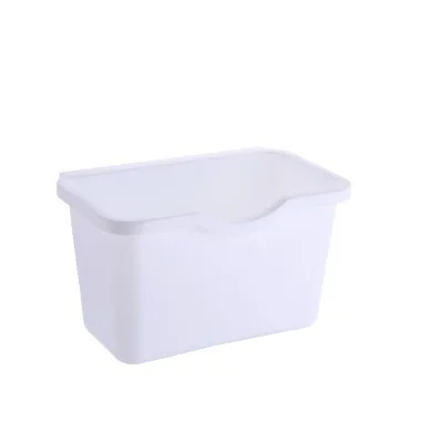 Plastic Basket Hanging Trash Can Waste Bin Garbage Can Storage Box Trash Storage Desktop Kitchen Holder Cabinet Door Hanging Can: WHITE