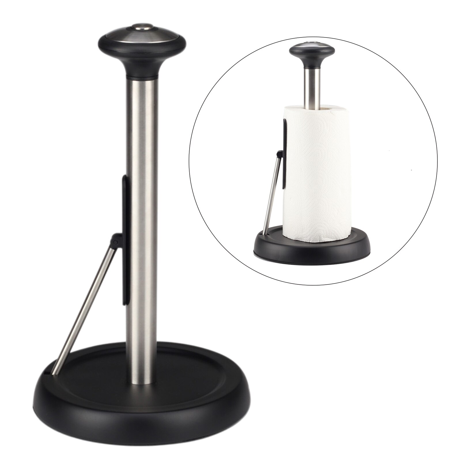 Paper Towel Holder Dispenser Standing Stainless Steel Adjustable for Kitchen