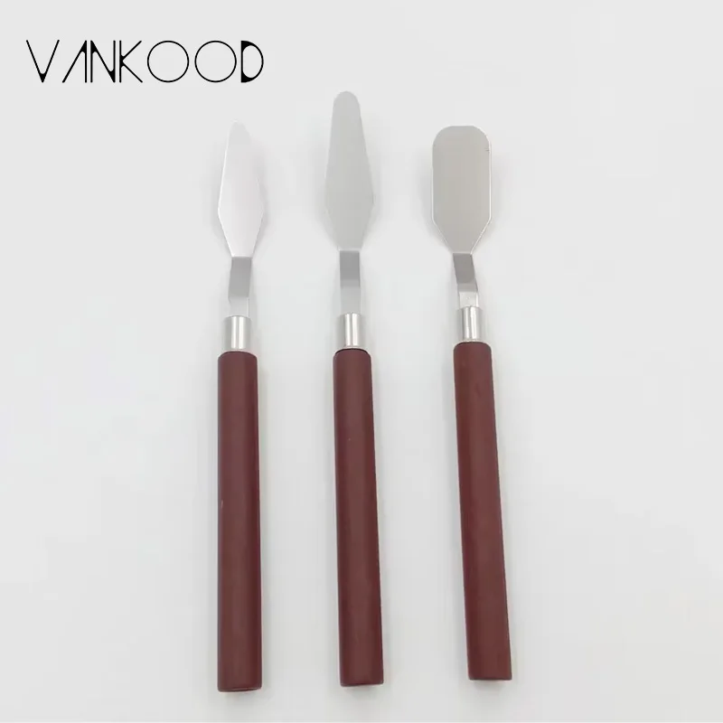 Paleta de pintura de acero inoxidable, juego de cuchillos, espátula, herramientas de arte y arcilla, 3 uds.,