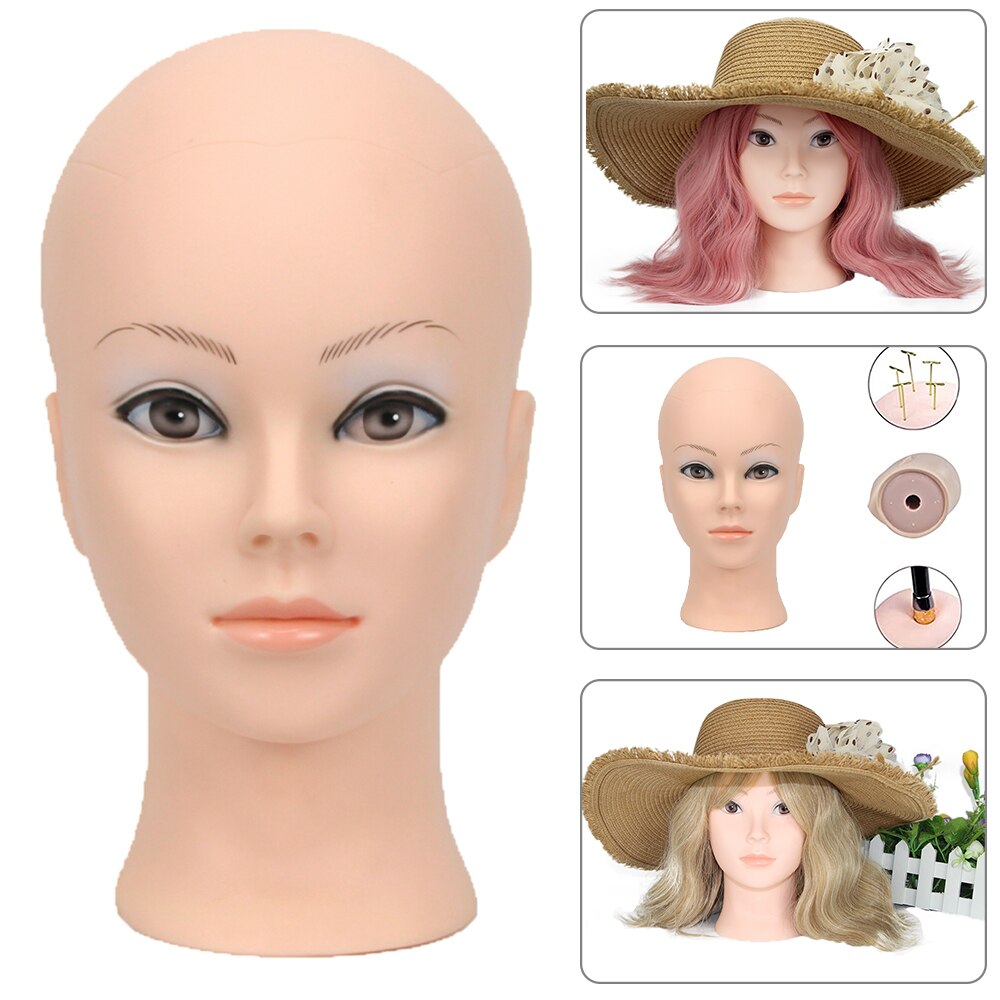 3d øjne kosmetologi skaldet paryk stativ blød pc kvindelig dukke mannequin hoved til parykker gør paryk display hat display briller display