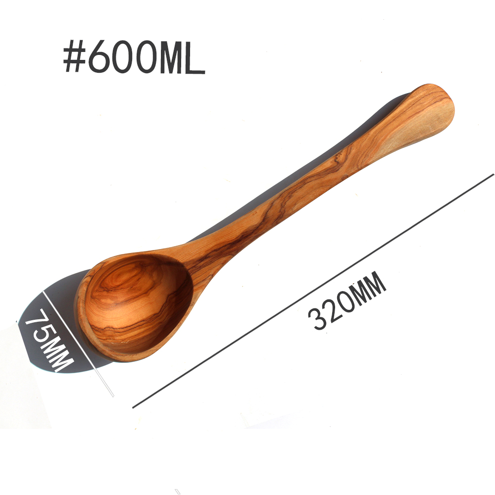 Keuken Koken Lepels Gereedschap voor Anti-aanbak Kookgerei, Natuurlijke Olijf hout kitchenwares #600M: 600ML LARGE