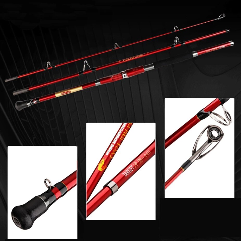 Zoutwater Offshore Heavy Trolling Hengel Big Game Conventionele Boot Vissen Roller Staaf Pole Draagbare 3-Sectie Reizen Pole