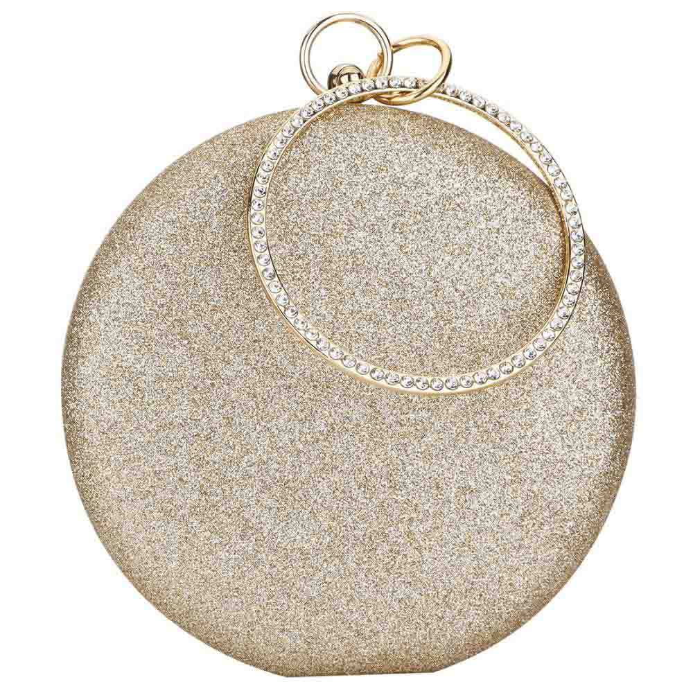 Women Party Bags Wedding Evening Clutch Circular Chain Round Bag Purses Crossbody Shoulder Bags Clutch Gold Gillter Handbag: C