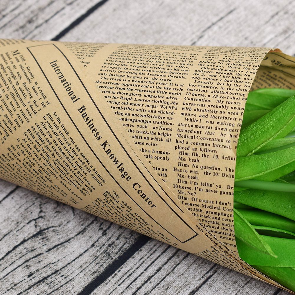 1pc indpakningspapir rulle vintage avis dobbeltsidet wrap indretningskunst gør-det-selv blomsterindpakningsfold til julefest