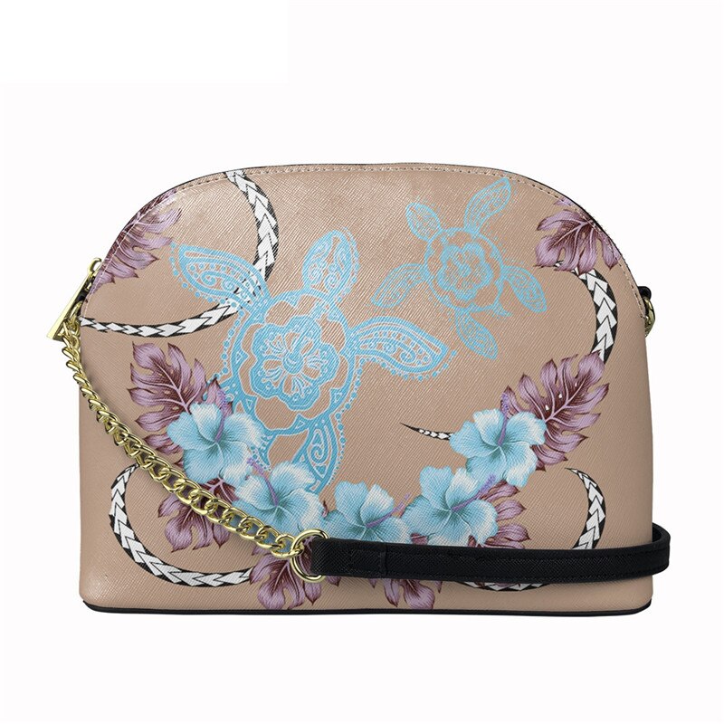 Nopersonality Polynesische Schildpad Met Hibiscus Print Vrouwen Pu Lederen Tas Brand Luxe Shell Tas Stijlvolle Schoudertas: HTBE072D49