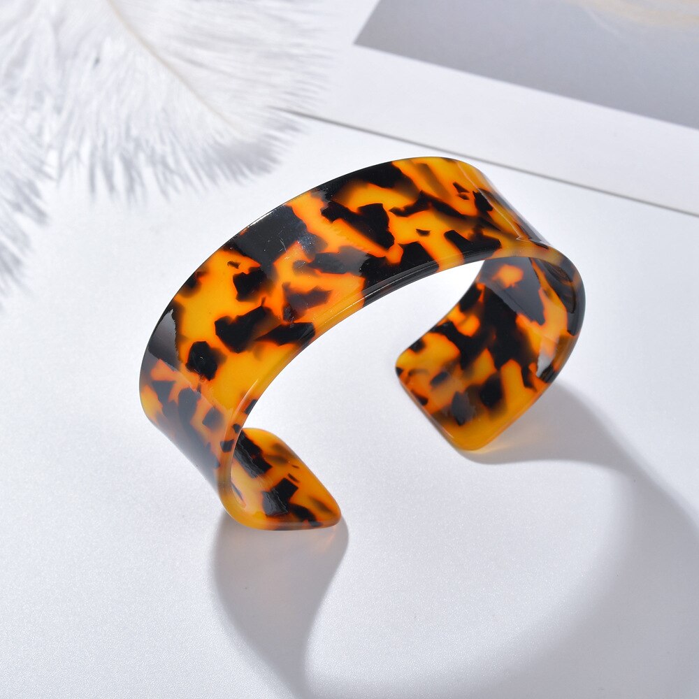 Acryl Luipaard Print Hars Armband Manchet Armbanden voor Vrouwen Meisjes Vintage Kleurrijke Open Bangles Sieraden: 08