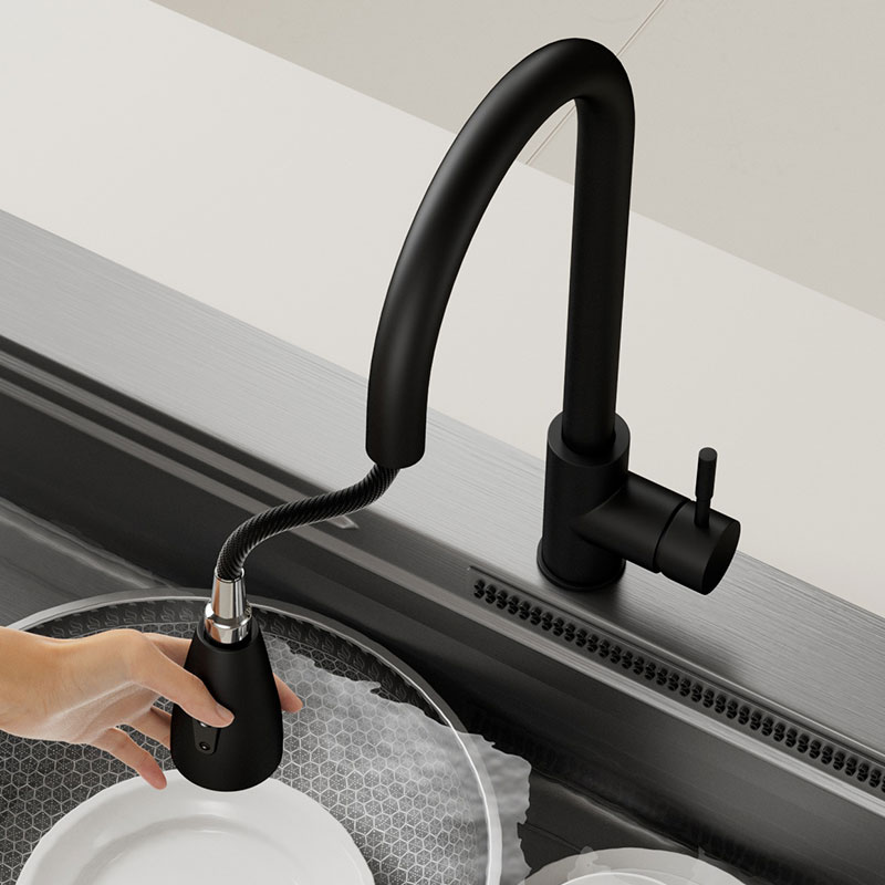 Kitchen Faucet Brushed Nickel Color Surface and Cold Water Faucet Kitchen Sink Faucet Pull-out Kitchen Faucet Single Hole