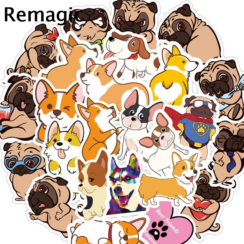 50pcs Corgi Bulldog dogs animals kids classic 90s kids Stickers pack fans paster scrapbooking diy phone laptop decorations