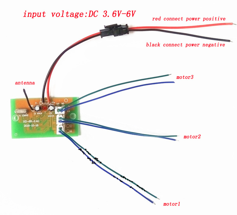 2.4G Transmitter 6CH Remote Controller DC 6V-15V Large Power Receiver Radio System for DIY RC Boat Cars Wireless Controlling