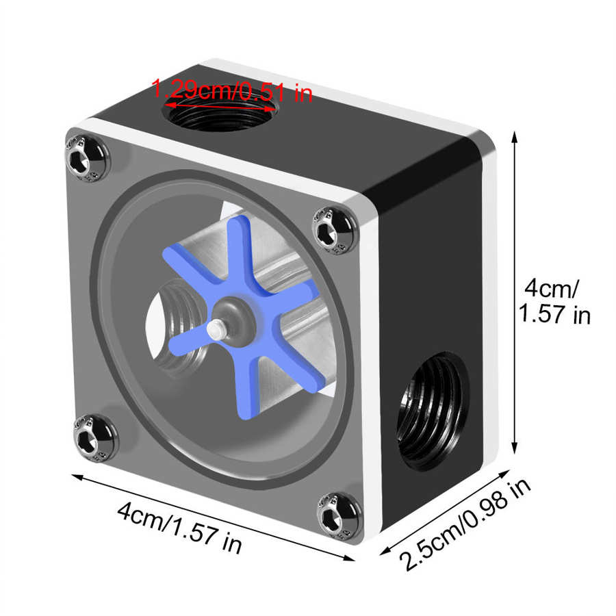 6 waaier 3 Manieren Flow Meter Indicator voor PC Waterkoeling G1/4 Draad