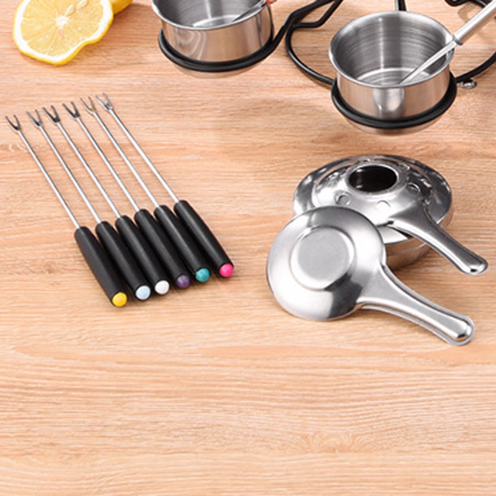 1 impostato stufa ad alcool formaggio fonduta pentola in acciaio inox gelato formaggio caldaia antincendio adatto per 6 persone