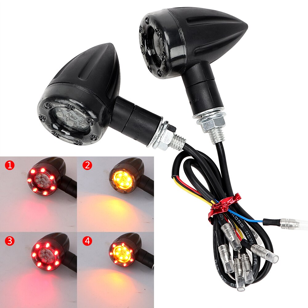 1 Paar Motorfiets Flasher Indicator Lamp Voor Harley Mini Bullet Led Richtingaanwijzers Motorfiets Verlichting Brake Stop Light