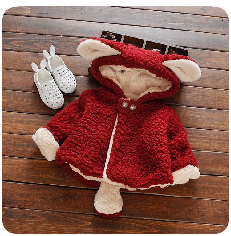 Baby Winter Warme Jassen Sneeuw Jas Voor Meisjes Kinderen Bont Snowsuit Meisje Overjas Katoen Gevoerde Baby Fluwelen Dikke Truien 1 2 Jaar: red color / 9m