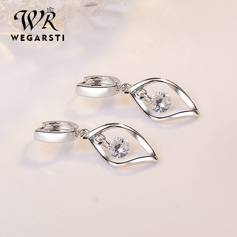 WEGARASTI Zilver 925 Sieraden Oorbellen 925 Sterling Zilveren Vrouwen Oorbellen Eenvoudige Stijl Sieraden Voor Meisjes: Silver