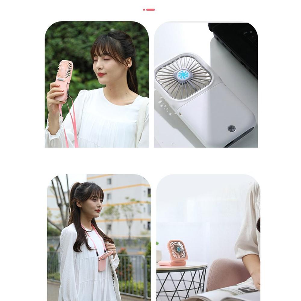 Portable Mini Neck Fan Handheld Foldable Fan With Power Bank For Home Office Speed Adjustable USB Rechargeable Fan Air Cooler