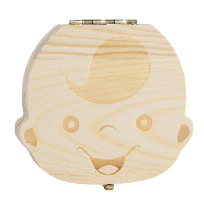 Kids Baby Tooth Keepsake Box, Wooden First Tooth Deciduous Teeth Saver Boxes Container For Child Kids: D1
