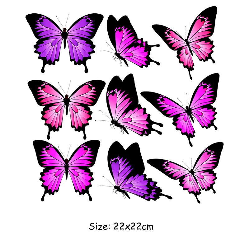 Butterfly tøj badges patches diy tilbehør stryge på tøj klistermærker varmeoverførsel applikation på tøj: 22 x 22cm