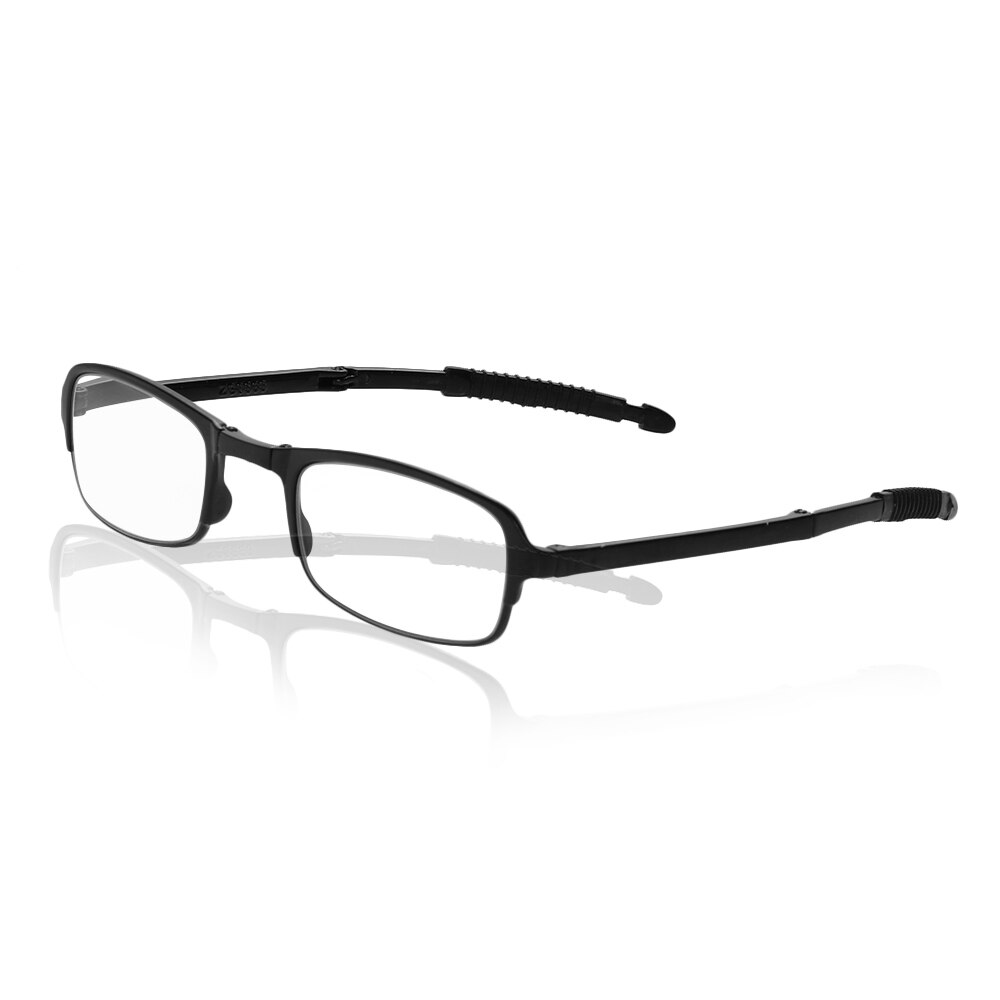 Ultralichte leesbril met metalen montuur, opvouwbare bril met etui, unisex anti-reflectie, vergrootglas voor oogzorg: +400 / Zwart