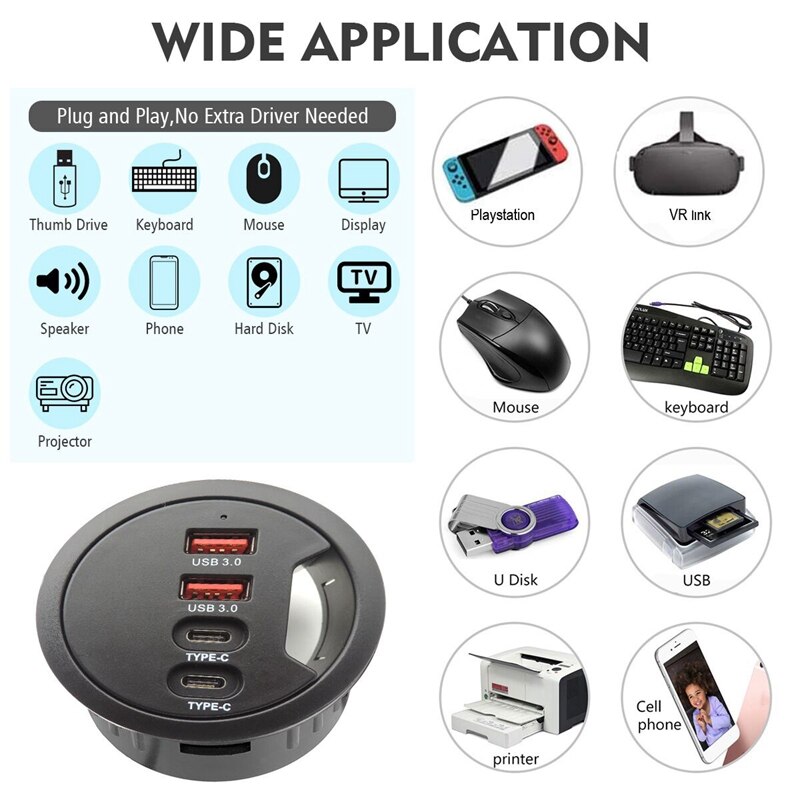 AU42 -USB 3,0 Hub Dual TYP A Dual TYP C vier Häfen BC 1,2 Schnelle USB Hub Unterstützung Heißer stecker Unterstützung Fenster und Mac