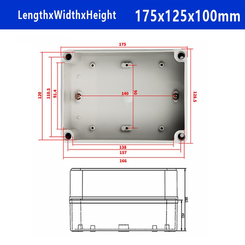 IP67 Waterproof Plastic Enclosure Box Electronic ABS Material Outdoor Junction Box Electrical Project Instrument Case DIY: 175x125x100mm