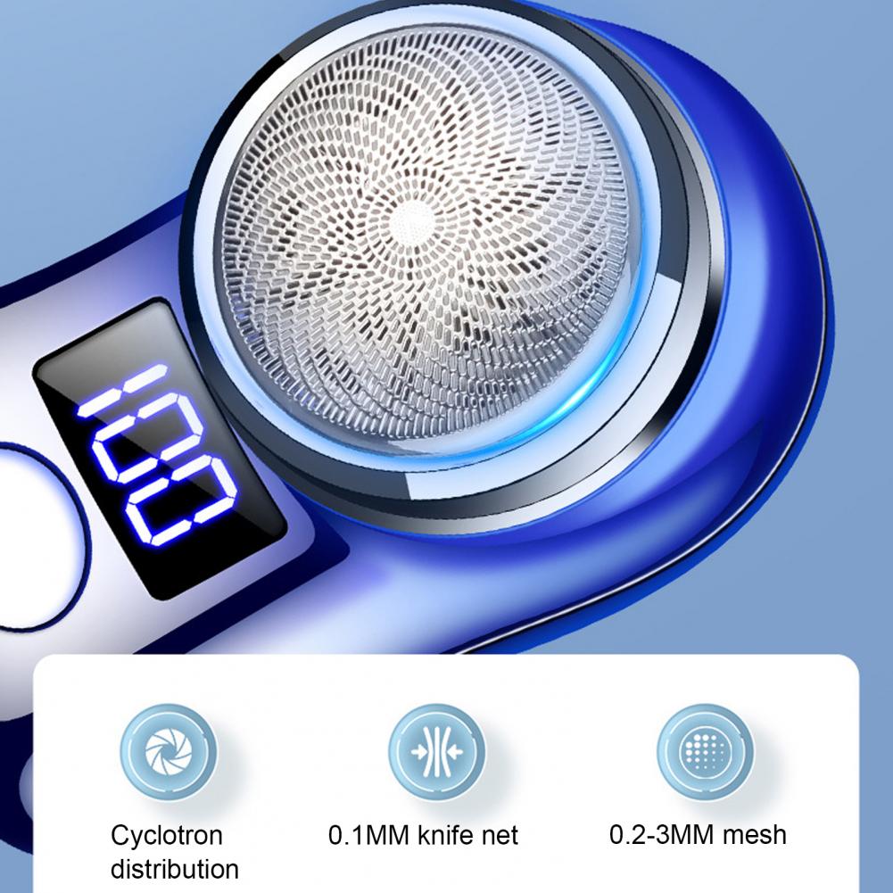 Beard Trimming Device Usb Rechargeable Portable Electric Shaver with Led Battery Display for Men Waterproof Mini Travel Rotary