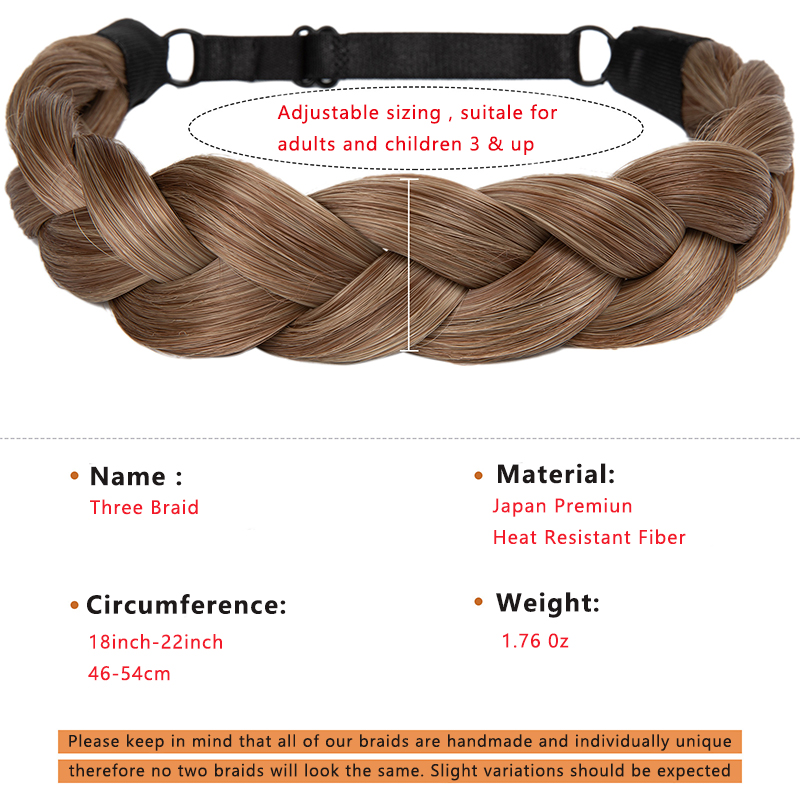 Falskt hår, hårbånd, håndlaget fiskebensflette til kvinner, flettet hår, pannebånd, flettet hårbånd